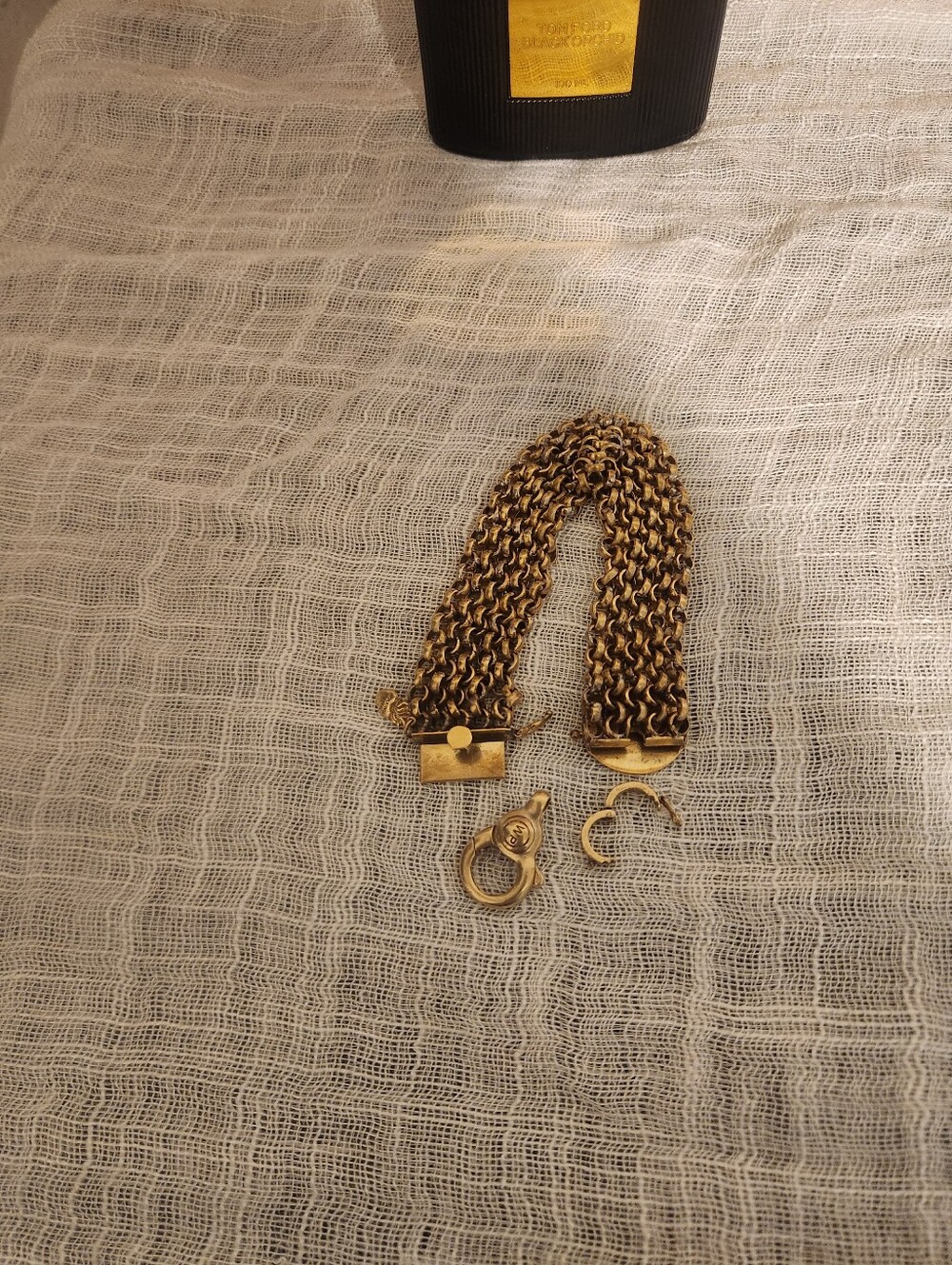 Waxing Poetic WP Monogram Brass/Sterling Silver Chain Bracelet & Two Brass Clips
